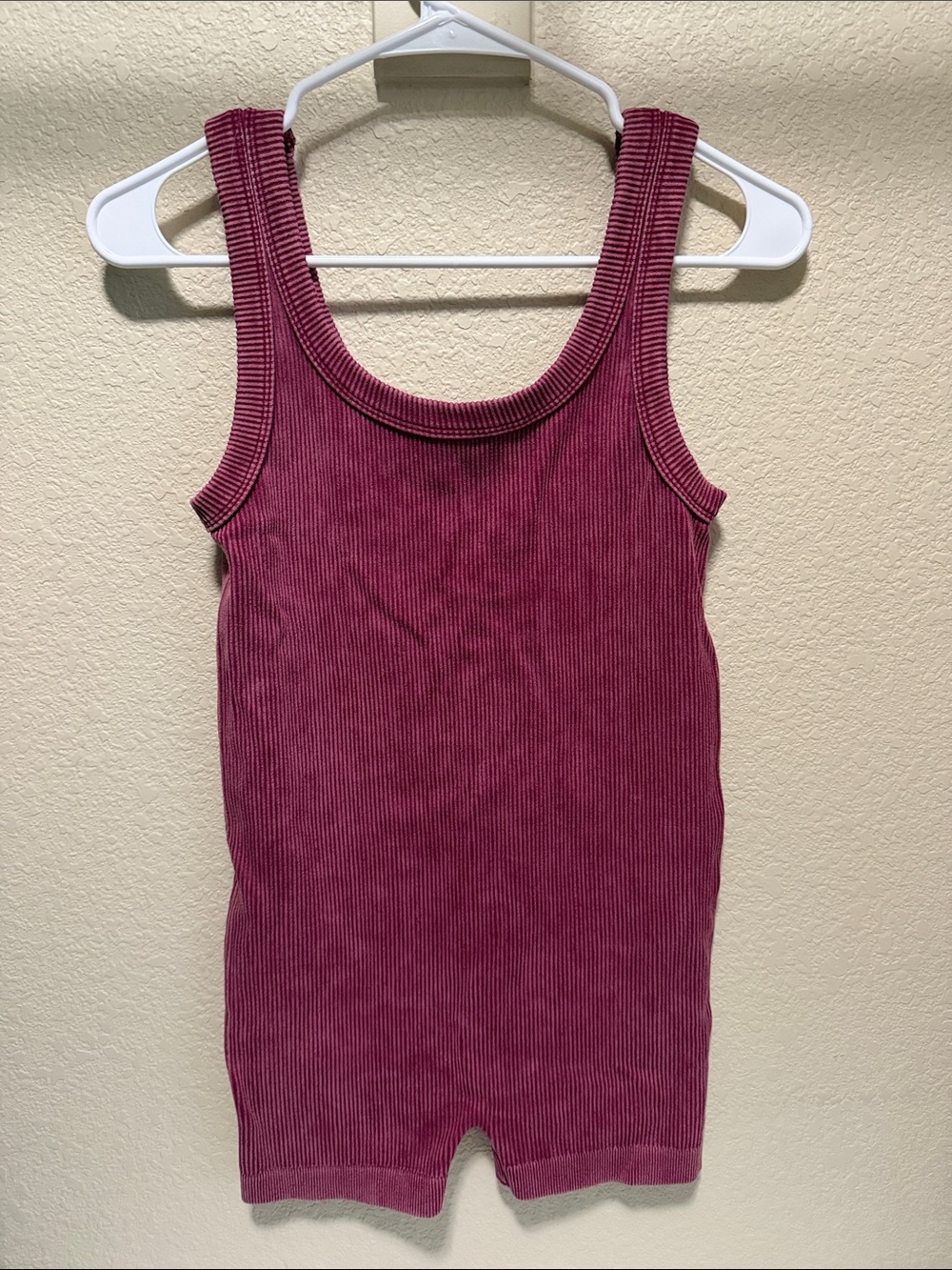 Zenana Outfitters Ribbed Sleeveless Bodysuit Romper in Cabernet